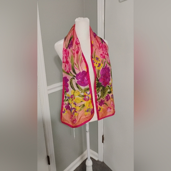 Adrienne Landau Accessories - Adrienne Landau Floral Vibrant Pink Scarf One Size